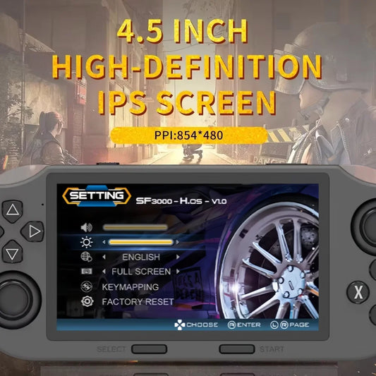 SF3000 Console de jeu vidéo Portable rétro système Linux 4.5 pouces 854*480 écran IPS 3000mAh lecteur vidéo de poche Portable jeux